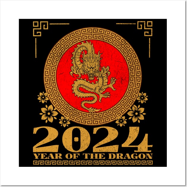 Year Of The Dragon 2024 - Happy New Year 2024 Wall Art by Bellinna